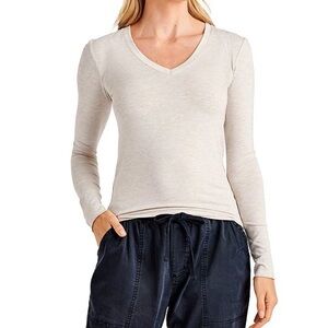Splendid Lightweight Bamboo Blend V-Neck Long Sleeve Top Women’s XS